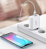 Адаптер живлення для телефону Ugreen CD170 White USB+USB Type-C Wall Charger 36W 3A, фото 3