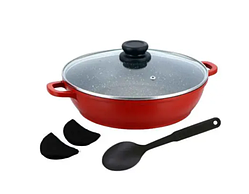 Сотейник Bohmann BH 1040-32 32 см із гранітним покриттям із кришкою червоний