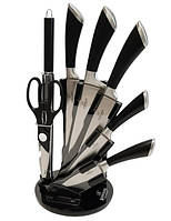 Набір ножів для кухні Bohmann BH-8001-08 з нержавіючої сталі з підставкою 8 предметів Чорний