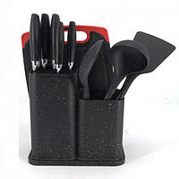 Набір кухонний BRIGHT CHEF 10 предметів 62 KS кухонне приладдя на підставці чорний