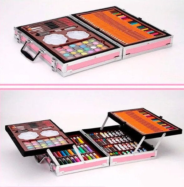 Детский художественный набор для рисования и творчества Единорог Розовый алюминиевый чемоданчик 145 предметов - фото 2 - id-p1872317047