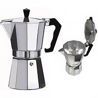 Гейзерная турка кофеварка для плиты из алюминия Domatec DT-2709 на 9 чашек кофейник гейзерного типа