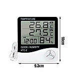 Годинник-метеостанція HTC-2 Гігрометр термометр годинник будильник календар, фото 2