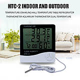 Годинник-метеостанція HTC-2 Гігрометр термометр годинник будильник календар, фото 5