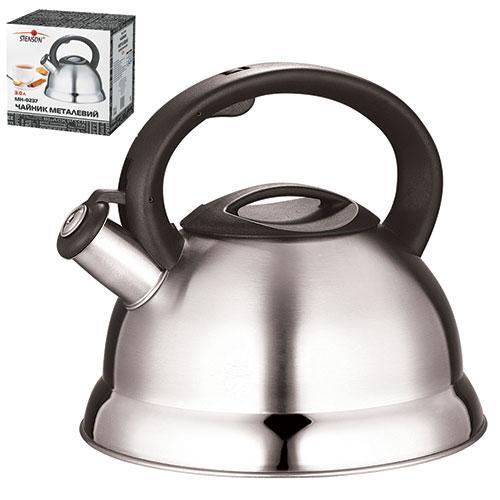 Чайник із нержавіючої сталі Stenson MH-0237 3 л для газової плити зі свистком нержавіюча сталь, фото 1