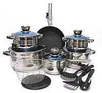 Набор кастрюль с крышками и сковородой Bohmann BH 1800 MRB набор кухонный 19 предметов посуда для кухни