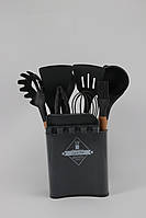 Набір кухонний на стійці ZP-053 з 12 предметів набір кухонного приладдя сірий