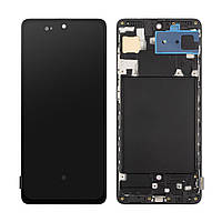 Дисплей Samsung A715 Galaxy A71, с тачскрином, рамкой, OLED (BIG LCD), Black