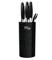 Набір ножів для кухні з підставкою Zepline ZP-046 кухонні ножі та підставки чорний
