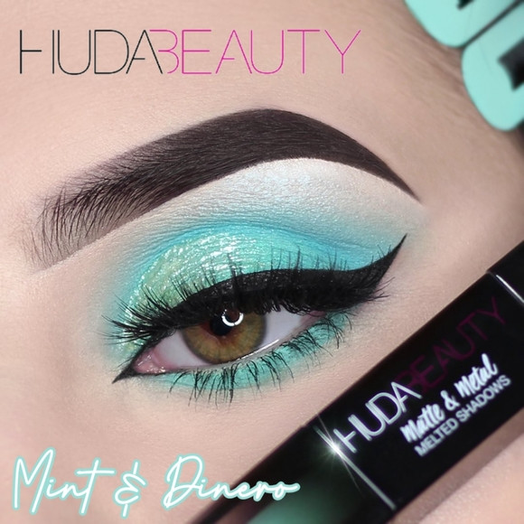 Жидкие тени 2 в 1 HUDA BEAUTY Matte & Metal Melted Double Liquid Eyeshadows Minted/Dinero 4 мл - фото 4 - id-p1528339094