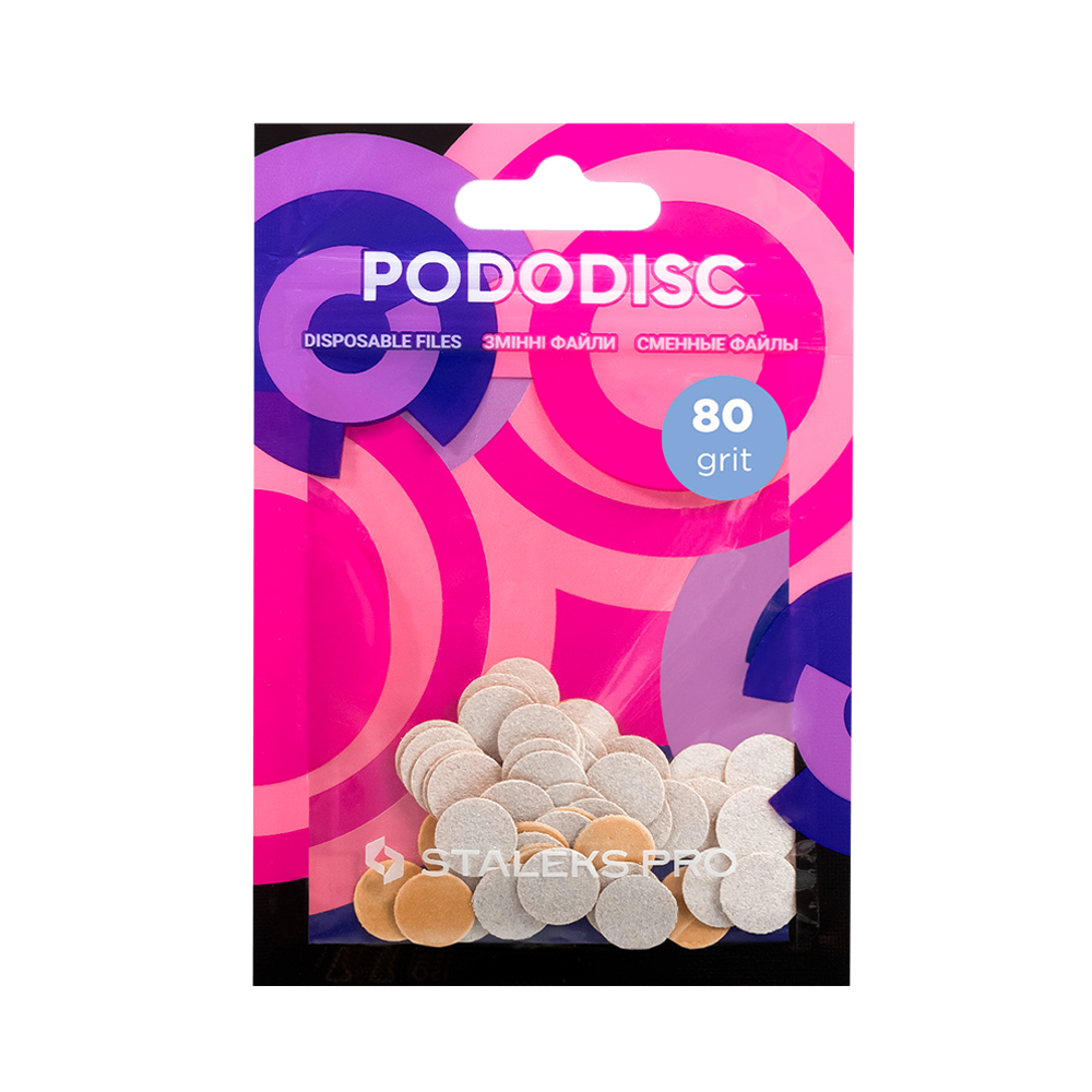 Змінні файли білі для педикюрного диска 80 грит STALEKS PRO PODODISC ХS 50 шт PDF-10-80w