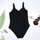 Ефектний чорний суцільний купальник з утяжкою. Силуетний жіночий купальник батал "Елоїза" Розмір від S до 3XL, фото 5