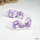 Бузкові жіночі босоніжки з натуральної шкіри на білій підошві, фото 2