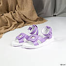 Бузкові жіночі босоніжки з натуральної шкіри на білій підошві, фото 3