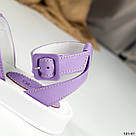 Бузкові жіночі босоніжки з натуральної шкіри на білій підошві, фото 5