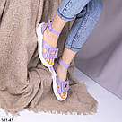 Бузкові жіночі босоніжки з натуральної шкіри на білій підошві, фото 10