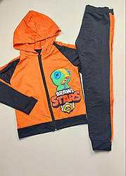 Спортивний костюм на хлопчика, на зріст 128, 134 см, тканина двохнитка, колір темно синій з помаранчевим