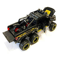 Машинка металева дитяча Ford Raptor з мотоциклом позашляховик, чорна, Автоексперт, 1:24, світло, інерція, відкриваються двері,, фото 5