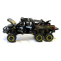 Машинка металева дитяча Ford Raptor з мотоциклом позашляховик, чорна, Автоексперт, 1:24, світло, інерція, відкриваються двері,, фото 6