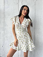 Муслиновое женское мини платье в цветочный принт Sms8405