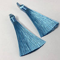 Шелковые кисти для сережек 8 см - голубой