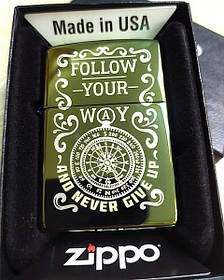 Оригінальна запальничка ZIPPO 49161 Follow Your Way and Never Give Up Йди своїм шляхом і ніколи не здавайся