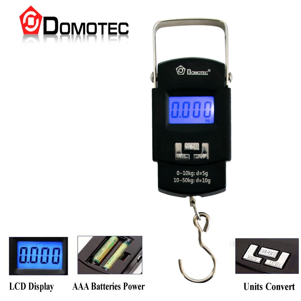 Електронний кантер ваги "Domotec MS-A08" Чорний, ручні ваги кантерні портативні до 50 кг (1009278-Black)