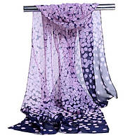 Жіноча шарф хустка в горох Confetti 150 см*49 см темно-синій