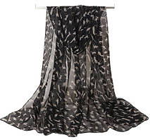 Жіночий шарф хустка шифоновий Cats 155 см*70 см Чорний