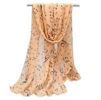 Жіночий шарф хустка шифоновий Notes 148 см*45 см Світло-коричневий