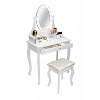 Туалетний стіл Prima з дзеркалом і табуретом + LED-підсвітка