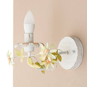 Бра біле на 1 свічку з квітковим декором  ELISEY