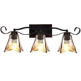 Бра настінне на 3 скляні плафони медового кольору  ELISEY