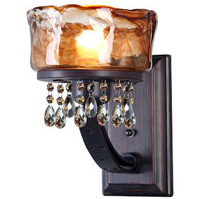 Бра коричневе на 1 скляний плафон у янтарному кольорі  ELISEY