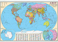 Политическая карта мира 105х75 см М1:32 000 000 Ламинированный картон с планками