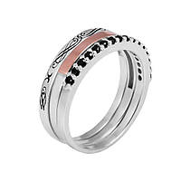 Серебряное кольцо со вставками золота, циркония и эмалью Amur-10-20 размер:17;18;