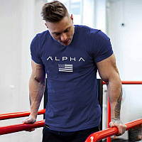 Спортивная футболка от бренда Alpha темно-синего цвета