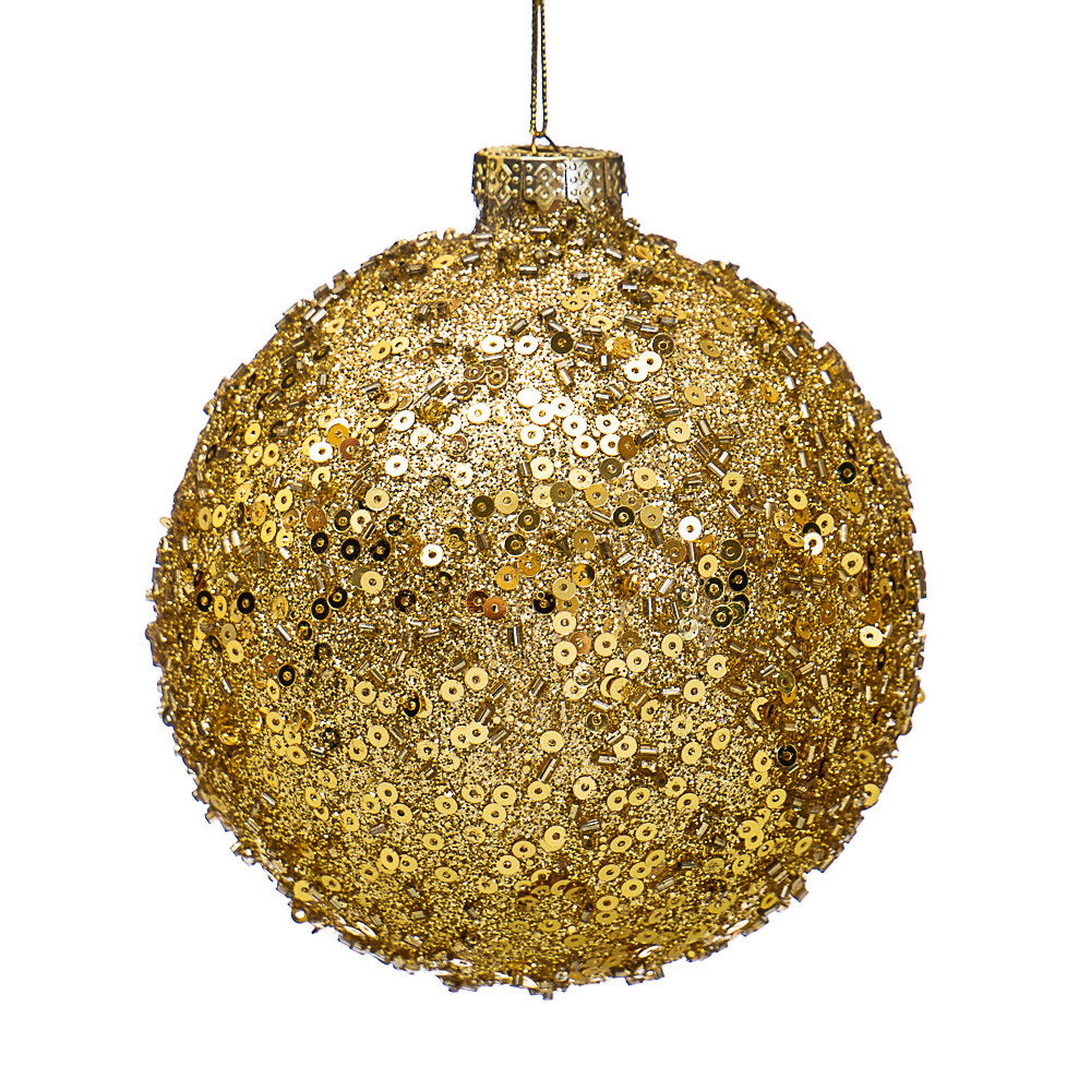 Ялинкова іграшка "Золота куля в паєтках" ELISEY, фото 1