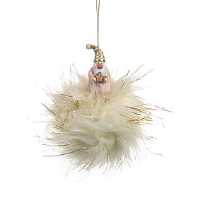 Підвіска "Пухнастий гном" білий ELISEY