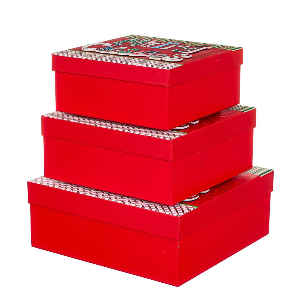 Набір з 3 коробок "Новорічний" 28*28*11 ELISEY, фото 1