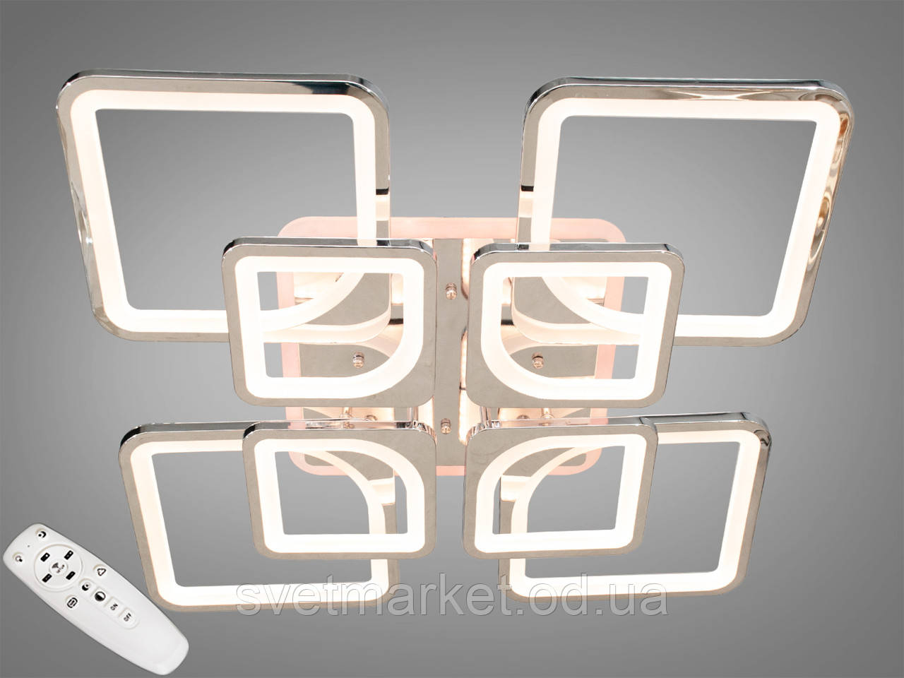 Сучасна світлодіодна люстра з різнокольоровою підсвіткою 8060/4+4HR LED 3color dimmer, фото 1