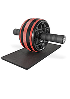 Ролик для пресу Hop-Sport з килимком чорно-червоний