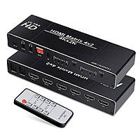 Матричный переключатель HDMI 4 в 2 выхода Video Switcher Splitter с оптическим левым / правым аудио экстрактор