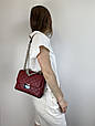 Жіноча сумка стьобана фактура з коротким ланцюжком С71-1903 Червона, фото 5