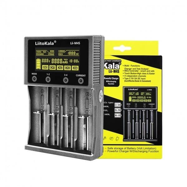 Зарядний пристрій для акумуляторів LiitoKala Lii-M4S (Li-ion IMR LiFe+NiMH) + Rower bank + Type-C