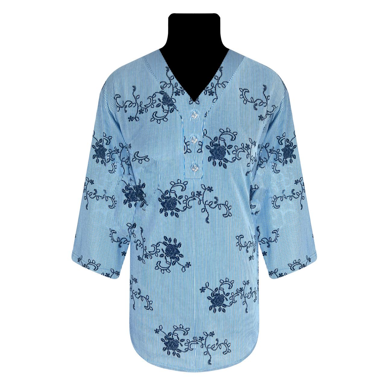 Сорочка жіноча на ґудзиках смужка 50 блакитний (4566)