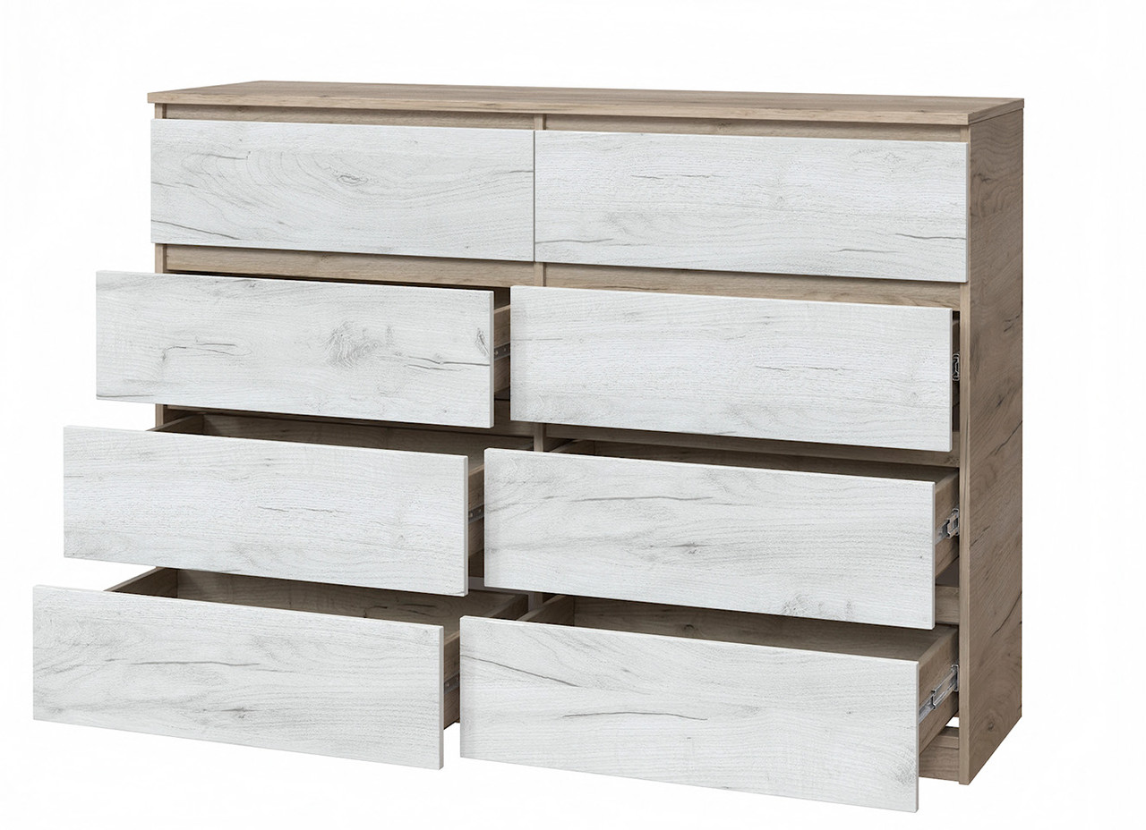 Комод 130 Брайтон із 4 ящиками телескопи Дуб крафт сірий + крафт білий 130х37,6х95 Майстер Форм