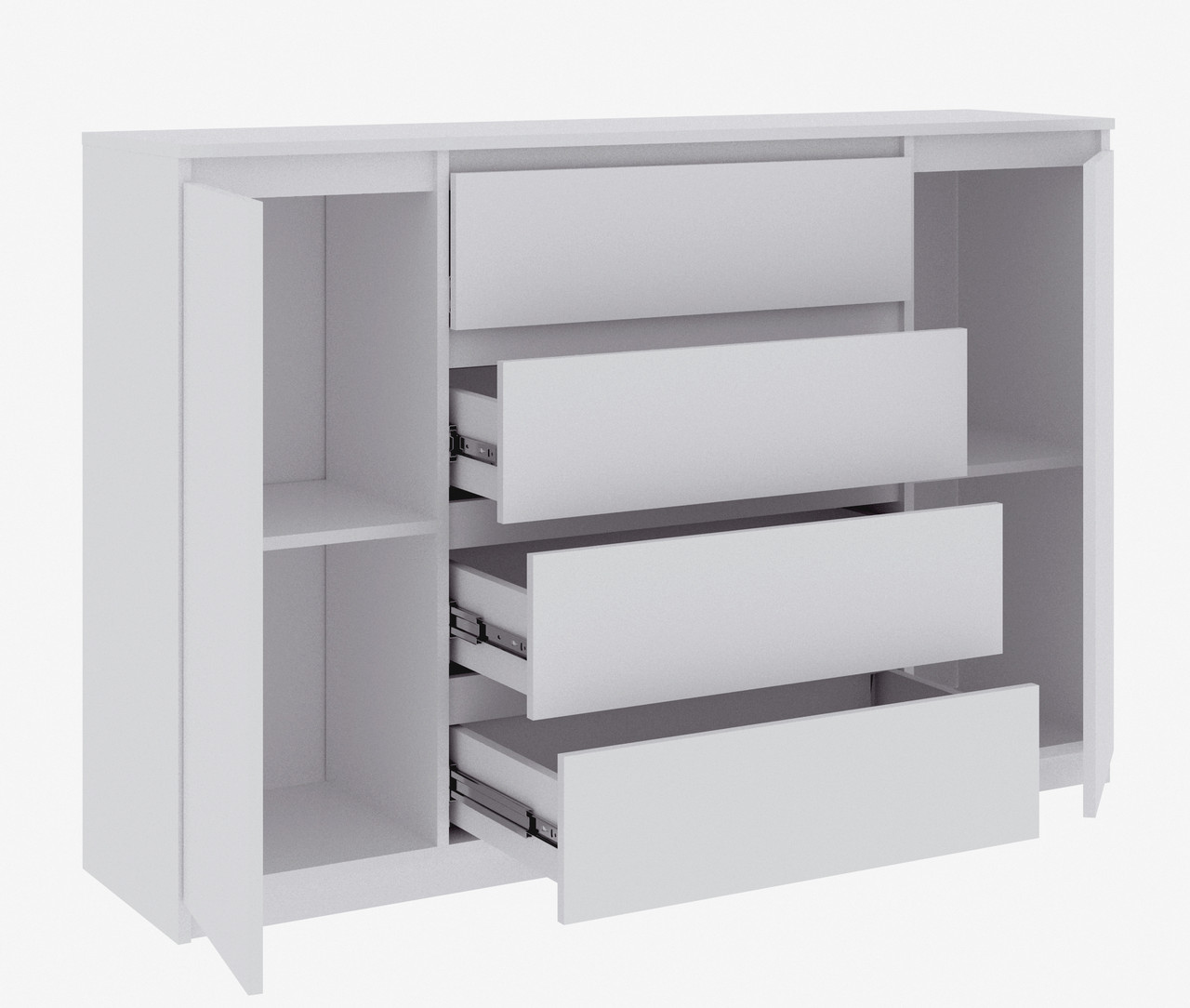 Комод 1392 Брайтон із 2 дверцятами та 4 ящиками телескопи Білий 139,2х37,6х95 Майстер Форм