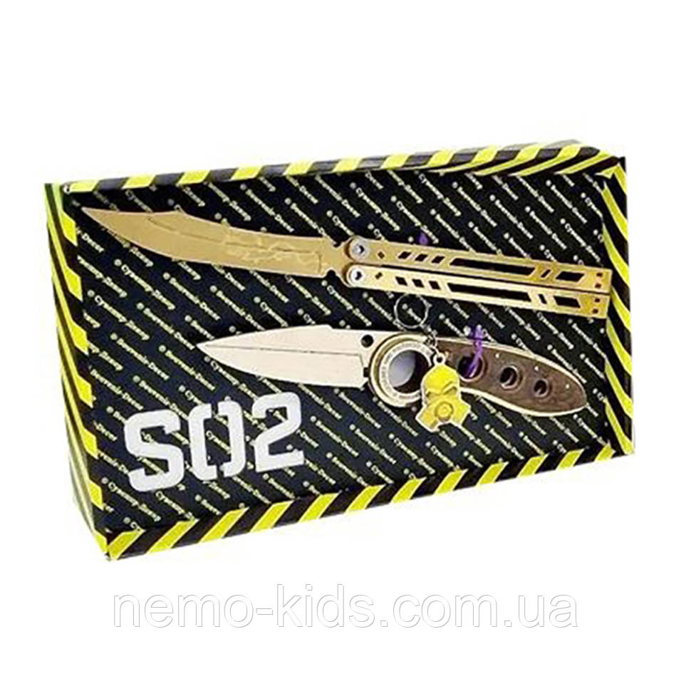 Набір ножів сувенірних дерев'яних SO-2 "БАБОЧКА LEGASY & ВИКИДУКУ ФЛІП BLACK" SO2-5-B