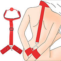 Набор для связывания БДСМ комплект для фиксации кляп и наручники